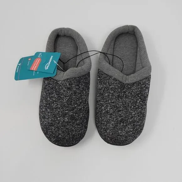 HomeTop Memory Foam Slippers Women’s Gray Knit Indoor House Shoes Non Slip - Picture 2 of 6